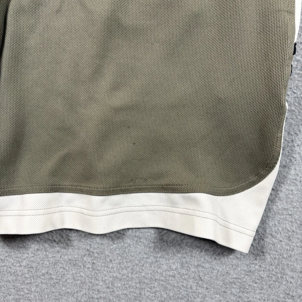 Vtg 90s Adidas Shorts Mens Large Olive Green Cream Mesh 3 Stripe Athletic Baggy
